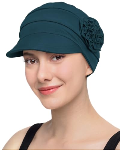 Hachapy Soft Newsboy Cap for Women Slip on Headwear Summer - color: Dark Green