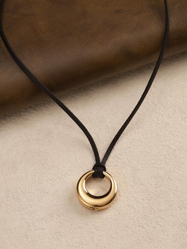Sacina Gothic Boho Black O Ring Choker Necklace, Black Choker, Boho Emo Goth Necklace, Christmas Jewelry Gift For Women - color: Gold