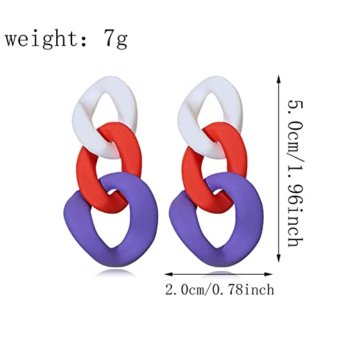 Charm Elegant Hollow Color Chain Acrylic Geometric Temperament Dangle Drop Earrings Bohemian Minimalist Hypoallergenic Jewelry Gift - color: White Red Purple earrings