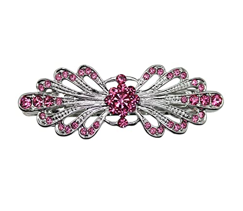 Faship Pink Small Mini Floral Hair Barrette Clip - color: Pink