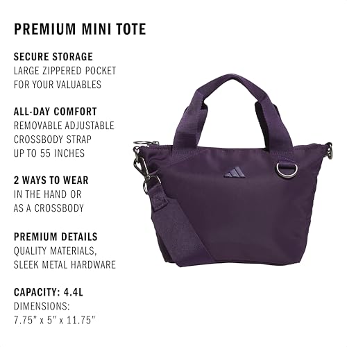 adidas Small Tote Mini Bag for Women and Men - color: Premium/Aurora Plum Purple
