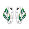 Earrings for Women 925 Sterling Silver Hoop Earring Colorful Cute Fashion Hoop Earrings Graduation Birthday Jewelry Gifts for Women - color: Leaves Earrings