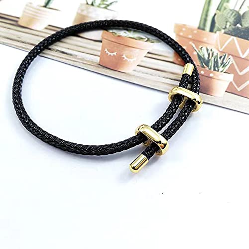 Simplicity Titanium Couple Bracelet - Unisex Steel Rope, Adjustable Wire, Fashion Style - color: Black, size: Adjustable