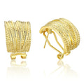 Mytys Two Tone Earrings for Women Gold and Silver Crossover Half Hoop Statement Earring Designer Stud Earrings - color: Gold