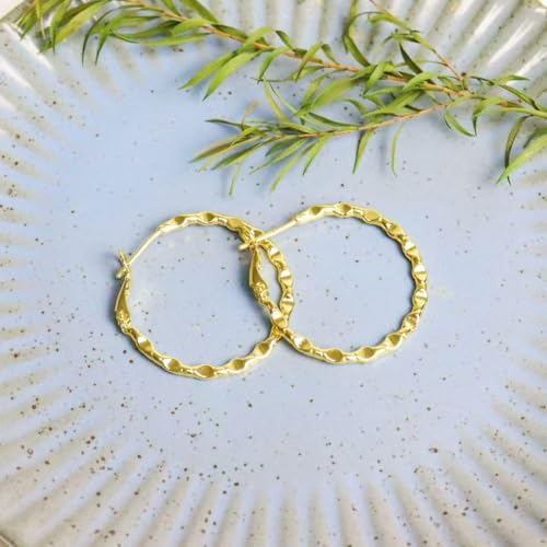 ToHeart Gold Hoop Earrings for Women Twist Hoop Earrings Gold Plated - style: Hoop Earrings M