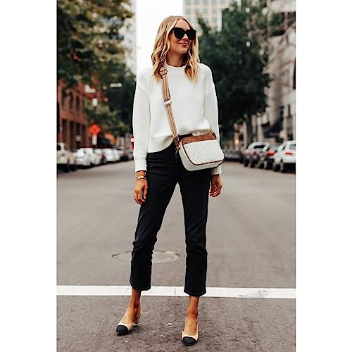 BOSTANTEN Quilted Crossbody Bags for Women Vegan Leather Purses Shoulder Handbags with Wide Strap - color: Beige With Brown