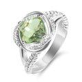 Designer Cubic Zirconia Statement Ring Antique Twisted Cable Wire Rings for Women Fashion Jewelry Gift - color: Green