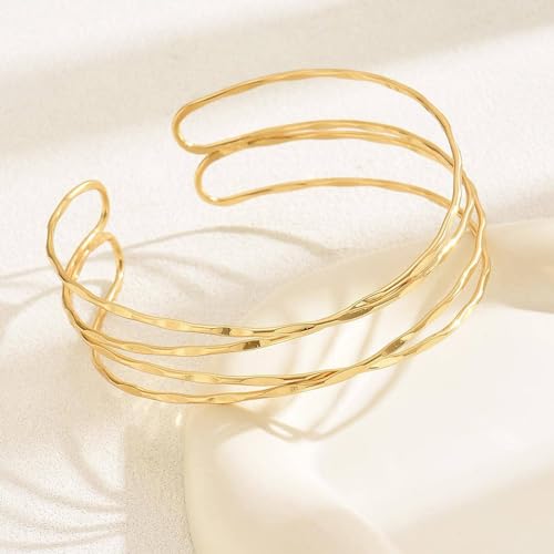 Frodete Upper Arm Cuff for Women Boho Minimalist Armlet Jewelry Outfit Accents Summer Beach Costume Party Dress Accessories Gift - color: B1:Gold Arm Cuff