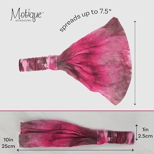 Motique Accessories Pink Stretchy Headwrap Tye Dye Boho Wide Hair Band Yoga - color: Pink