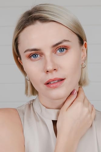 Hoops & Loops 925 Sterling Silver Diamond-Cut Hoop Earrings for Women, 2mm Textured Lightweight Click Top Hoops, 15mm 20mm 25mm 30mm, Silver 14k Yellow Gold & Rose Gold Flash Plated - color: Silver - 15mm (0.59'')
