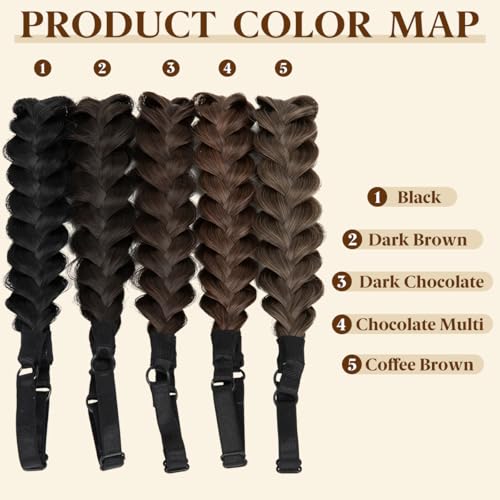 CJL HAIR 2PCs Braided Headbands Hair Piece for Women Synthetic Hair Hoops Head Bands Handmade Braid Hairband Accessories Elastic Stretch Headwrap Black - color: 2PCS-Black