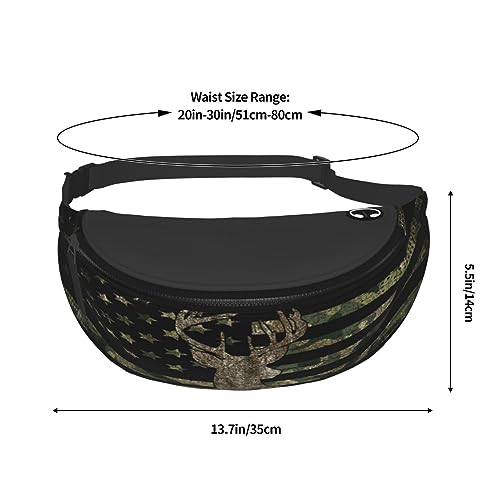 Camo Camouflage American Flag Hunting Deer Fashion Casual Fanny Pack Waist Bag Men Women Adjustable Belt Waist Bag For Travel Hiking Cycling Running Festival Carnival - color: Black1