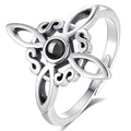 Vito 925 Sterling Silver Adjustable Open Spoon Ring for Women Men, Lotus Sunflower Snake Spoon Band Rings Feather Hug Witches Knot Inspirational Jewelry Gift for Wife - style: Witches Knot