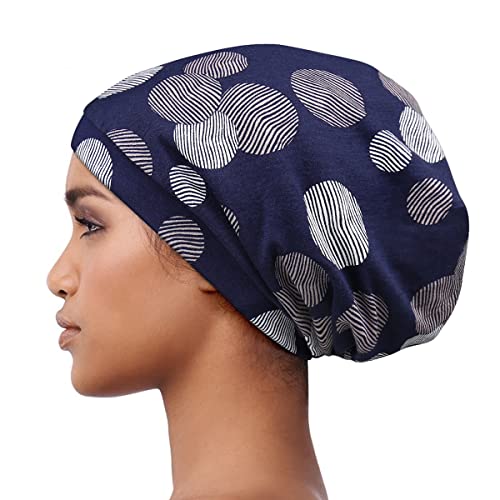 Alnorm Frizzy Curly Hair Cap Slouchy Soft Beanie Festival Retro Hair Accessory - color: Blue Circle