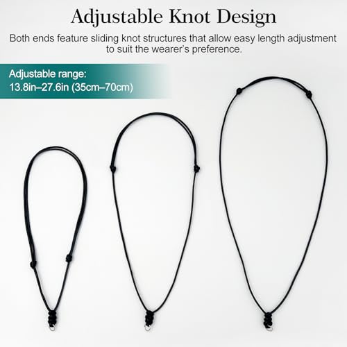 5-Pack Adjustable Handmade Black Cord Necklaces – Boho Rope Chains for Pendants & Amulets, Unisex Jewelry