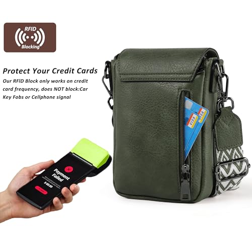 TANTOMI Small Crossbody Bags for Women Trendy, Cell Phone Purses Wallet with 4 Card Slots, Small Purses with Adjustable Strap - color: 06-dark Green
