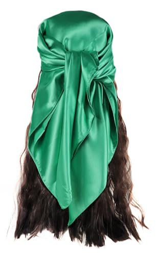 vabovin Satin Head Scarf for Women Solid Color, 35×35 in | Silk Feel Neckerchief, Hair Scarf, Fashion Bandana, Headscarf, Headband, Hair Wrap Sleeping, Daily Fashion Styling - color: 234 Turquoise Green