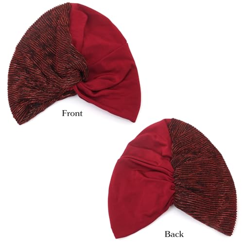 XYIYI Chemo Headwear Turban for Women, Cancer Patients Head Wrap Cover Hat for Hair Loss - color: Wine Red