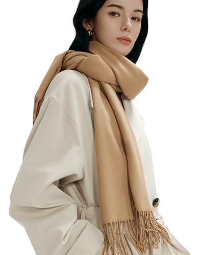 maamgic Women's Winter Scarf Soft Warm Scarf for Women Cozy Shawl Wraps for Women Lightweight Pashmina Style Wrap - color: Solid Camel/Tan