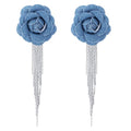 Large Denim Earrings for Women Blue Boho Westen Flower Dangle Earrings Trendy Birthday Christmas Jewelry Gift - color: A-Flower1(Silver)