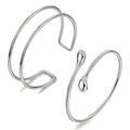 Silver Arm Cuff for Women Open Adjustable Armband Stackable Upper Arm Bracelet Bangle Minimalist Summer Beach Cuff Jewelry - color: Silver Arm Cuss AB