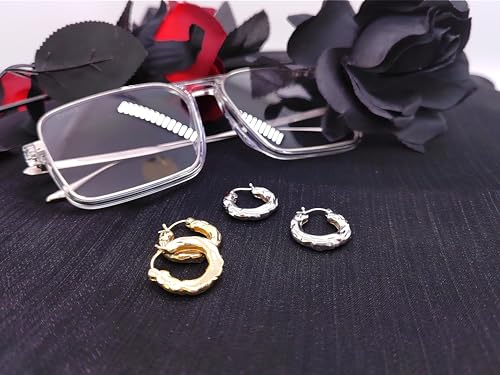 SHIMAO Hammered Gold Earrings for Women, Small Hoop Earrings 14K Gold Plated Thick Hoop Huggie Earrings for Women, Niche Design Metal Texture Chunky Gold Huggie Hoop Earrings