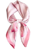 Silky Scarf for Women Lightweight Satin Bandanas Neck Hair Wrap For Sleeping Head Scarves 27.5" - color: A04 Pink Tulip/27.5"
