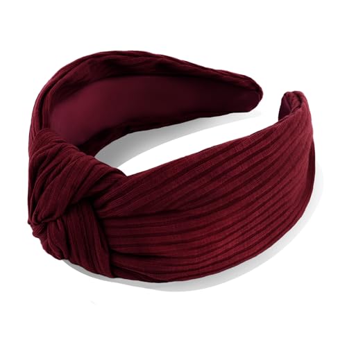 YISSION Wide Knotted Headbands for Women Non Slip Head Band Red Headband Fashion Top Knot Hairband Hair Accessories for Women Girls - color: Red