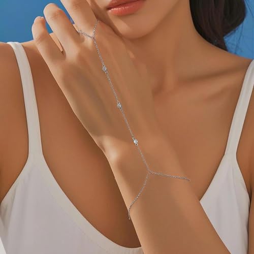 Hand Chain Gold Bracelets for Women Trendy Finger Ring Slave Bracelet Dainty Chain Hand Jewelry Trendy Gifts - color: F3:Gold Hand Chain