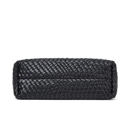 Woven Tote Bag for Women with Purse, Fashion Shoulder Hobo Underarm Bags, Large Woven Handmade Work Commuter Day Bags - color: Black