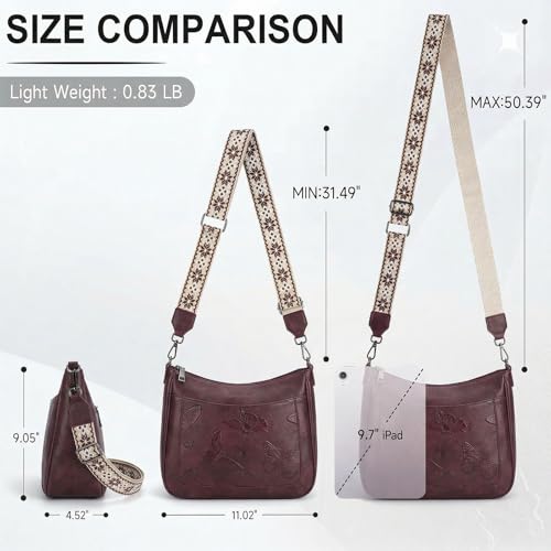 KITEVIUN Crossbody Bags for Women Trendy, Vegan Leather Medium Butterfly Hobo Purse, Women's Shoulder Handbags - color: Grape Purple