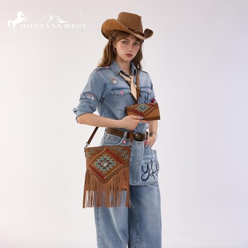 Montana West Western Crossbody Bag Purse for Women - color: Dark Brown