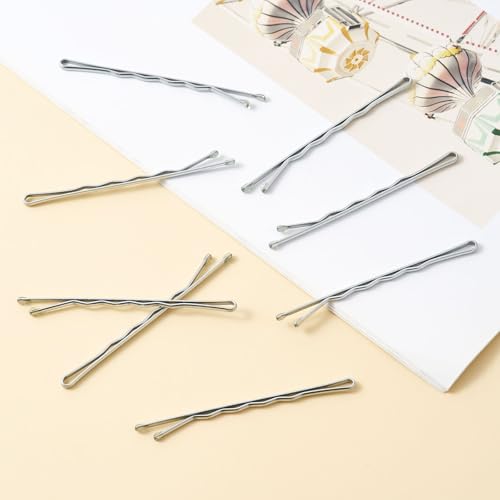QIUTIMIY 200 Pcs 2.2 Inch Wave-Shaped Bobby Pins Silver Metal Hair Pins Hair Accessories for Women Stylists Hair Sticks Girl - color: Silver, size: Wave-2.2in