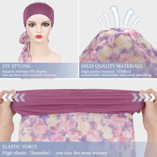 Headwear Turbans for Women - Lightweight Head Scarf for Women's Hair Chiffon Elegant Headwraps Hats - color: A02