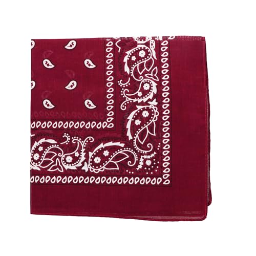 Motique Accessories 22 Inch Cotton Paisley Bandana - color: Dark Red