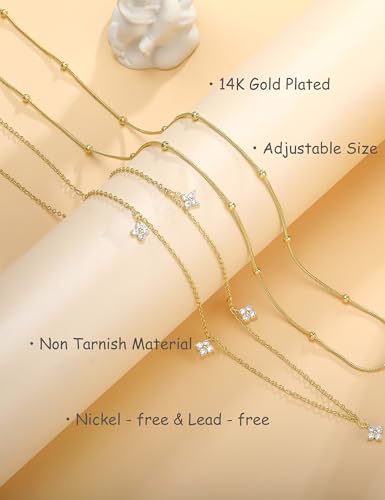 Waist Chain for Women 14K Gold Plated Waist Beads Belly Chain Dainty Layered Body Chain Belt Beach Jewelry for Women Sexy Waterproof Non Tarnish Adjustable Summer Jewelry Accessories - style: satellite & clover