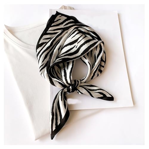 Aufeel Women's 100% Pure Mulberry Silk Small Square Scarf - Neckerchief Women - Silk Headscarf - 21" x 21" - color: Black Stripe