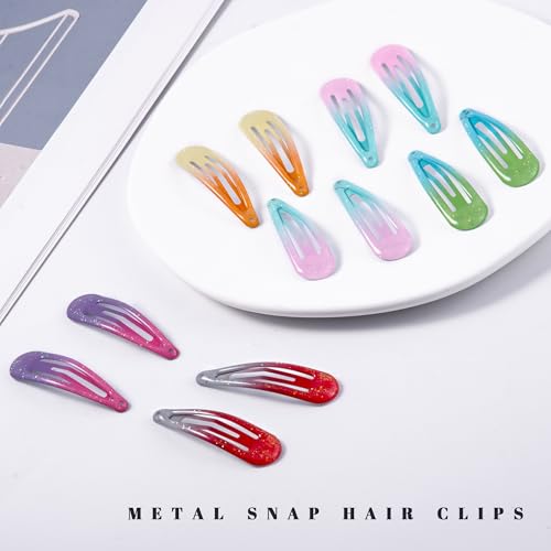 20 PCS Metal Snap Hair Clips Water Drop No Slip Barrettes for Women Bright Small Hair Clips For Thick And Thin Fine Hair,Assorted Colors,1.97 x 0.5 In. - color: Assorted Colors