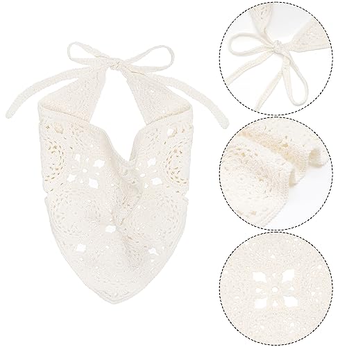 hoyuwak Crochet Bandanas Headbands Head Scarf Hair Scarf for Women Girls Knitted Floral Hair Accessories for Hair Styling Festival Holiday Christmas Decor(White)