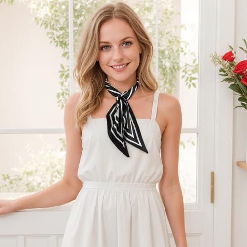 RIIQIICHY Hair Scarf for Women Like Silk Scarves Headband Neck Scarfs Twilly Purse Accessories - color: C007