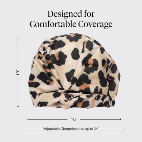 Kitsch Luxury Shower Caps for Women Reusable Waterproof - Large Shower Cap for Women, Non-slip, Quick-dry Hair Cap for Long and Short Hair, Comfortable and Stylish Design - Leopard - color: Leopard