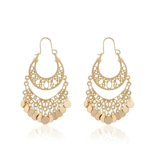 Boho Earrings for Women Trendy Gold Dangle Earrings Vintage Bohemian Indian Country Jewelry Gifts Boho Dress Chic Clothing - color: F1:Gold earrings