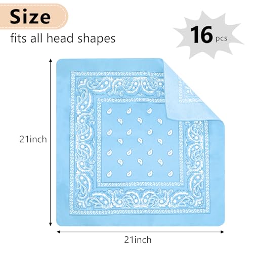 Morcheiong 8/16 Pcs Bandanas Paisley Bandana Head Scarf Headband Handkerchiefs for Men Women Boy Girls - color: Blue