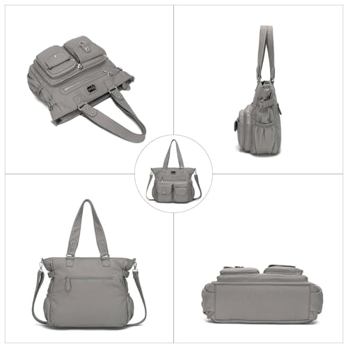 KL928 Large Purses for Women Shoulder Bag Tote Handbags Stylish Vegan Leather Hobo Bags Ladies, A-Black-4 | Large - color: A-grey-2