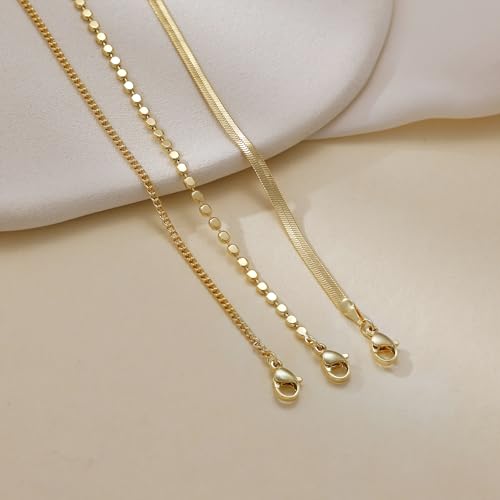 Ankle Bracelets for Women, 14K Gold Anklets for Women Waterproof Cuban Link Chain Layered Anklet Set Gold Ankle Bracelets for Women Summer Beach Foot Jewelry Gifts - color: 3 Gold Snake Chain01