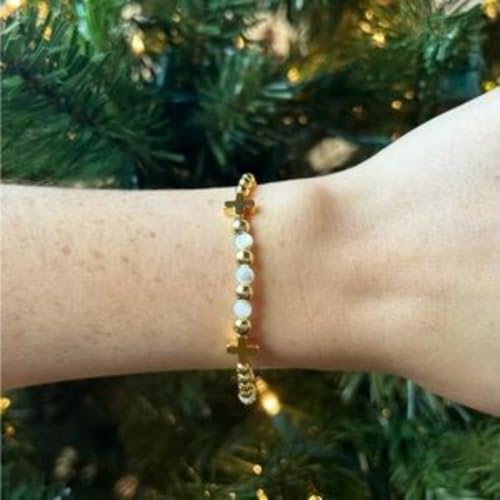 14K Gold Plated Beaded Bracelets Stack Set for Women,Stretch Boho Colorful Beads Ball Jewelry Friendship Summer Trendy - color: Black