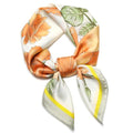 Stlvoll 27.5" Silk Neck Scarf of Women's Fashion Head Scarf Square Neck Satin Scarfs for Bag Hair Scarves Gift - color: Flower/Orange