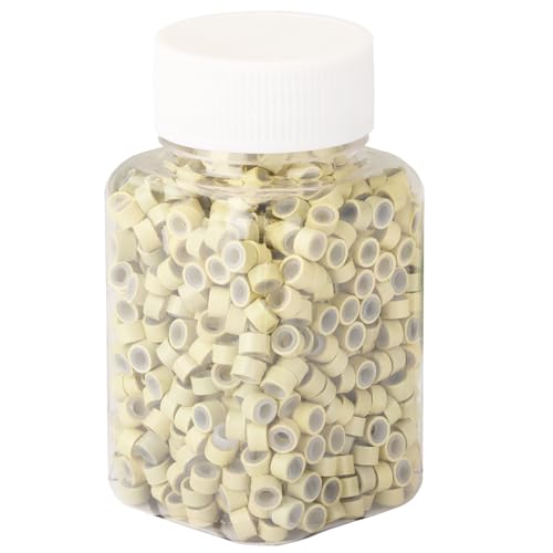 NIACONN 1000pcs 5 mm Tinsel Hair Extensions Beads, Silicone Lined Ring Micro Link I-tip Beads for Hair Extension - Blonde - color: Blonde, size: 5mm