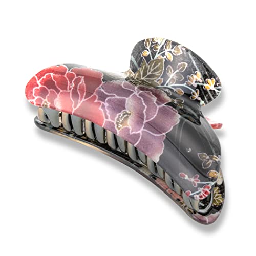 Hair Claw Clip for Women Girls Flower Banana Cute Kawaii Aesthetic Hair Clip for Thick Hair (Hair vance Big/Black) - color: Hair vance Big / Black