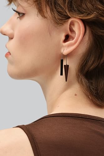 Trendy Dangle Earrings Set for Women, Colorful Aluminum Drop Earrings, 6 Pcs DIY Interchangeable Conical Beads, Lightweight Titanium Ear Hooks, Hypoallergenic and Not Easy To Fade - color: Black Grey Brown